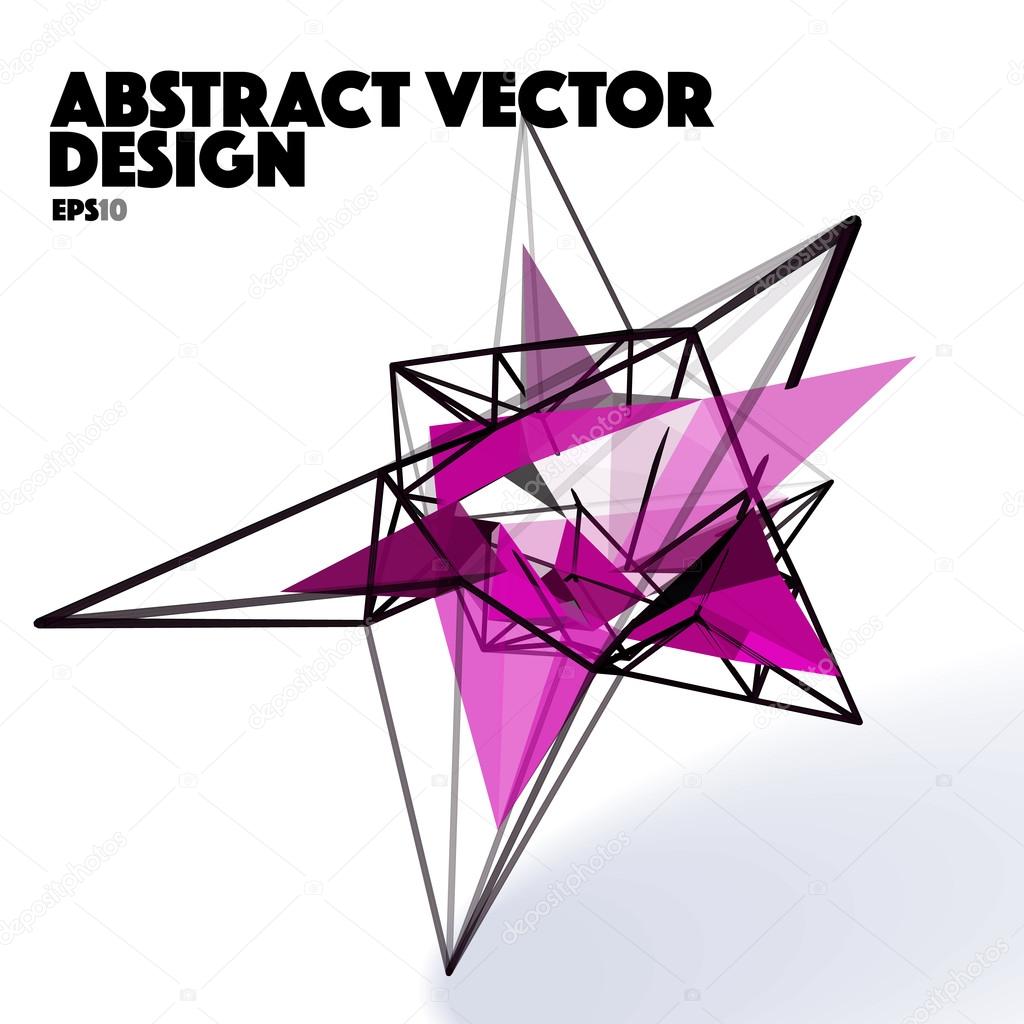 Low Poly Abstract Vector Design Element with Connection Lines
