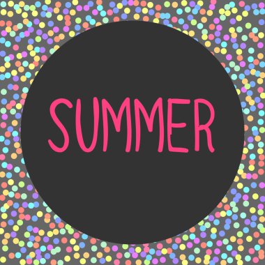 Vektör pastel gri arkaplan desenli konfeti izole edildi. Gri arka planda söz yazıydı. Yuvarlak konfetiden arkaplan.