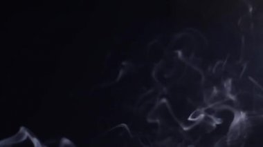 Ağır çekimde hafif beyaz duman. Soyut Duman, kara arka planda soğuk sis bulutu. Yüzen sis. Doku. Mum dumanı. Yüksek kaliteli FullHD görüntüler