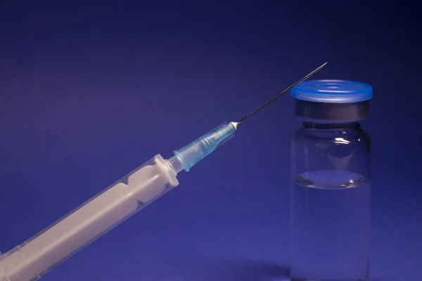 Frasco Vacina Para Injectáveis Sem Rótulo Agulha Para Injecção Seringa — Fotografia de Stock