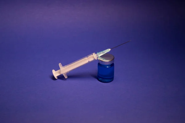 Frasco Vacina Para Injectáveis Sem Rótulo Agulha Para Injecção Seringa — Fotografia de Stock