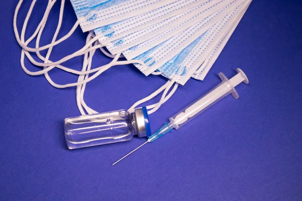 Frasco Vacina Frasco Para Injectáveis Sem Rótulo Seringa Médica Com — Fotografia de Stock