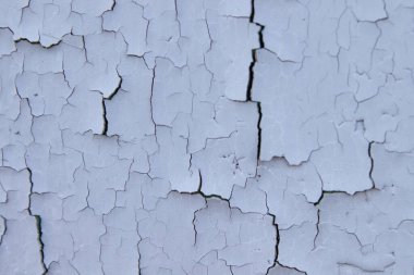 Eski metal yüzeyde mavi yağ boyası var. Güzel grunge çatırtısı dokusu. Çatlak desen. Eski bir duvardaki boyayı soymak. Kapat.