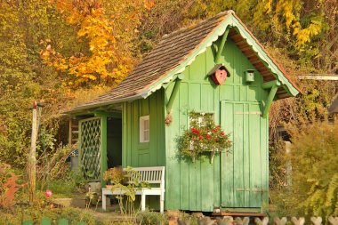Green Wooden Garden House clipart