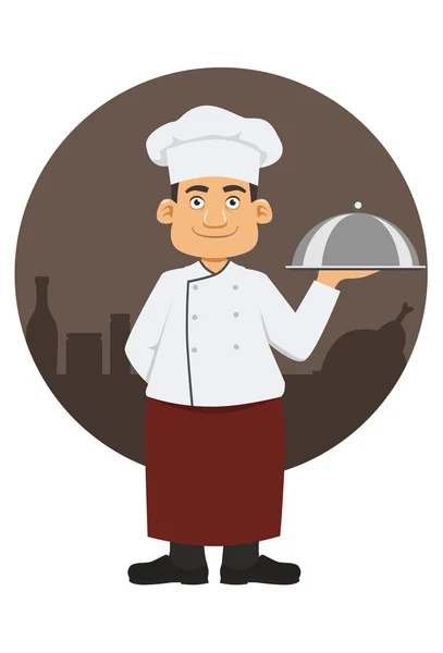 Chef souriant dans son uniforme — Image vectorielle