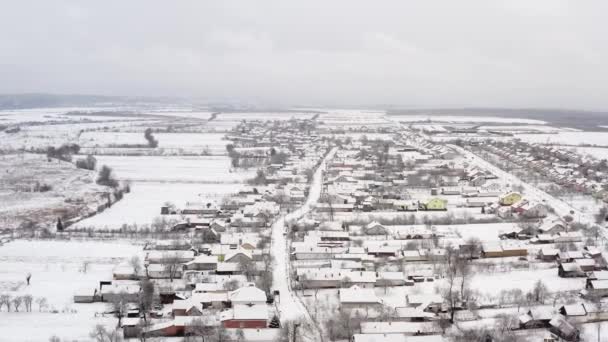 Bela Paisagem Panorâmica País Dia Inverno Gelado Muitos Neve Céu — Vídeo de Stock