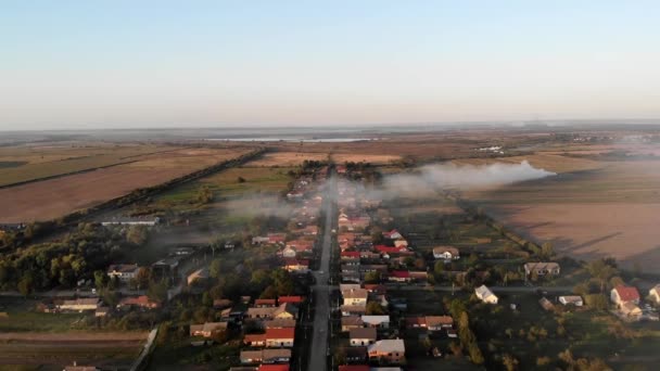 杂草在田野里燃烧 污染和生态主题 Aerial Drone View — 图库视频影像
