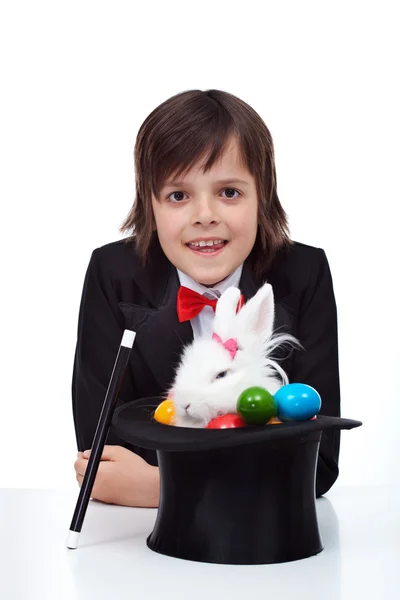 Boy performing easter magic — Stock Photo, Image
