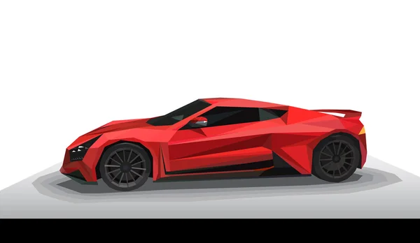 Červené sportovní auto - styl mnohoúhelníku. — Stockový vektor