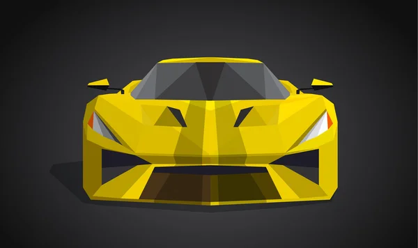 Yellow sport car on grey background - polygonal style. — Stock Vector