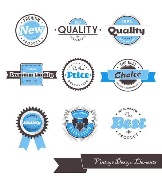 Set of nine blue vintage labels. — Stock Vector