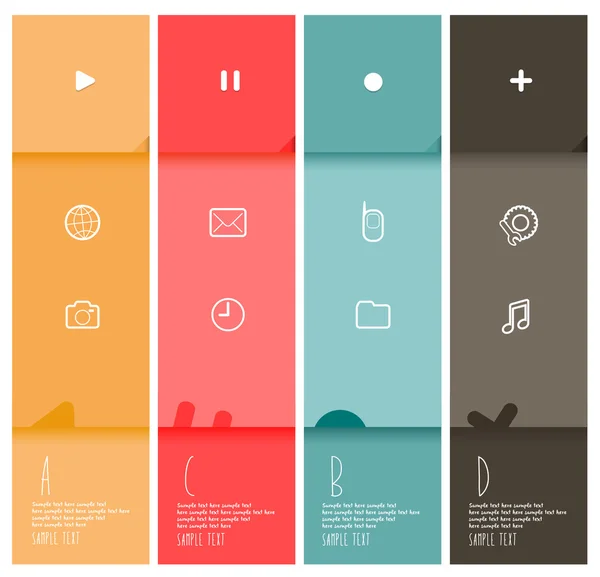 Set van vier gekleurde strepen met symbolen. — Stockvector