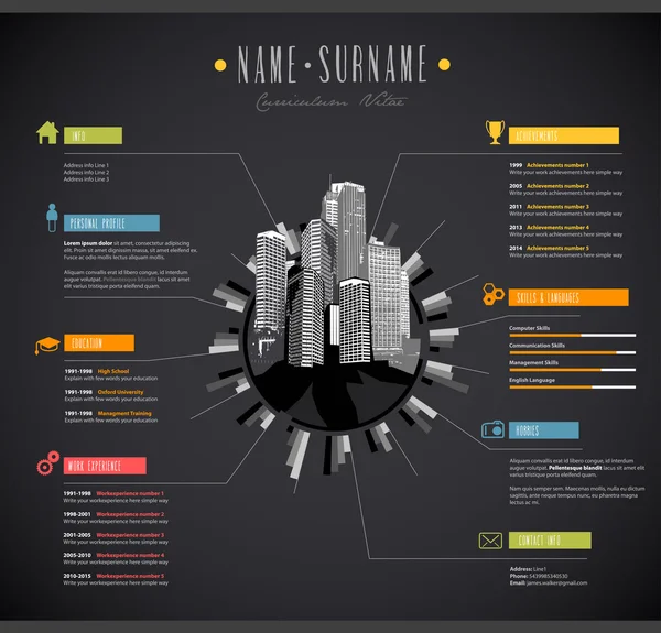 크리에이 티브, 색상 풍부한 이력서/이력서 서식 파일. — 스톡 벡터