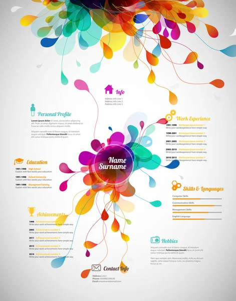 Modèle de CV / CV créatif et riche en couleurs . — Image vectorielle