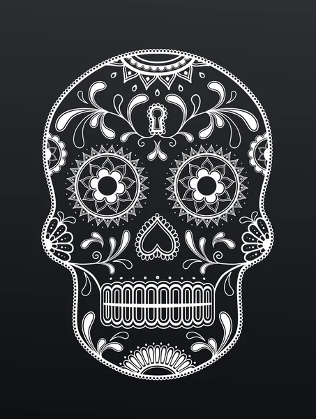 Blank and white sugar skull day of the dead. — Stock Vector