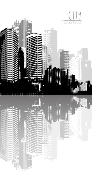 Panorama noir et blanc du paysage urbain avec place pour votre texte . — Image vectorielle