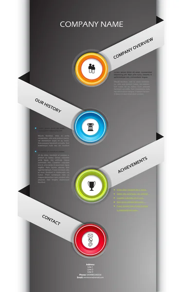 Firmy infografikę przegląd projektowania szablonu z kolorowe etykiety — Wektor stockowy
