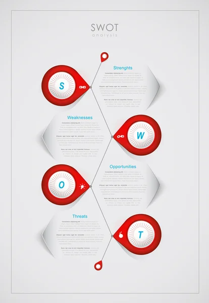 SWOT - (Fortalezas Debilidades Oportunidades Amenazas) negocio str — Archivo Imágenes Vectoriales