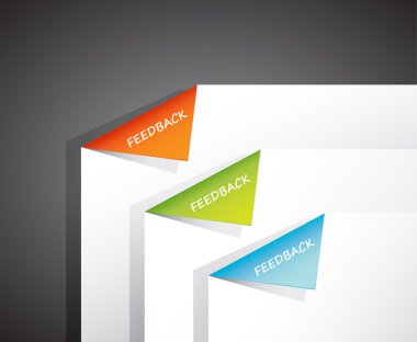 Kağıtları geribildirim metin ile köşe katlanmış.