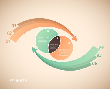 İki daire Infographic illüstrasyon şablon iki ok ile ru