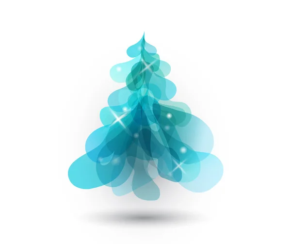 Christmas tree with blurred lights on white background. — Stock Vector