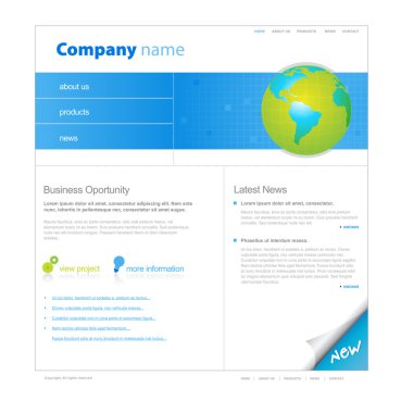 Küre ile Web sitesi şablonu.