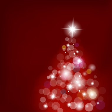 bulanık ışıkları kırmızı arka plan ile Noel ağacı.