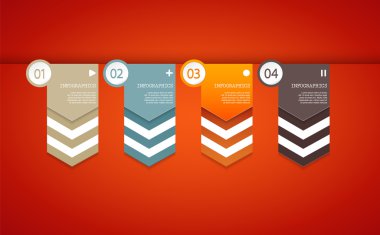 dört renkli kağıt ok ile senin kendi metin için yer.