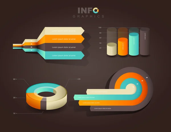 Vektör düz tasarım infographics istatistik grafikleri ve oyun