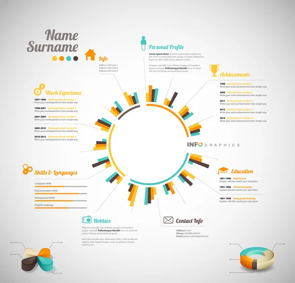 Creatie, modèle CV / CV riche en couleurs . — Image vectorielle