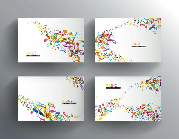 Conjunto de banners del sitio web con notas musicales de colores . — Vector de stock