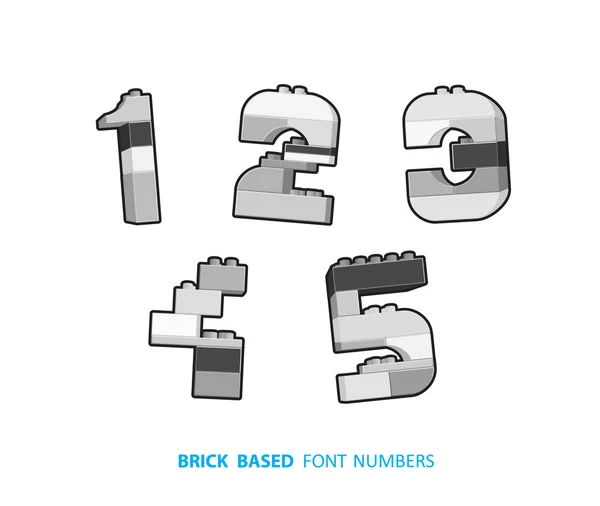 Cihla čísla vytvořené z cihel podle abecedy série. Černá — Stockový vektor