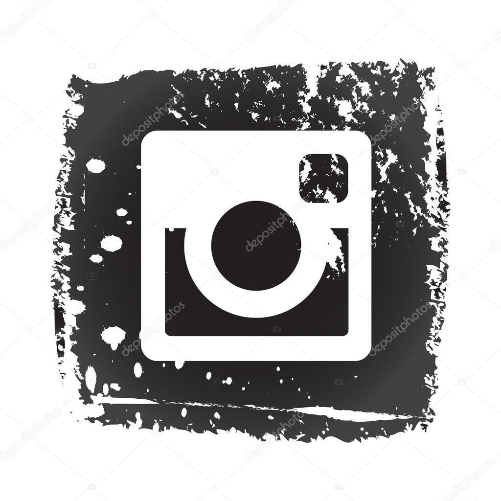 Prague, Czech Republic - June 3, 2015. Old black web Instagram Icon, png compatible, perforated design