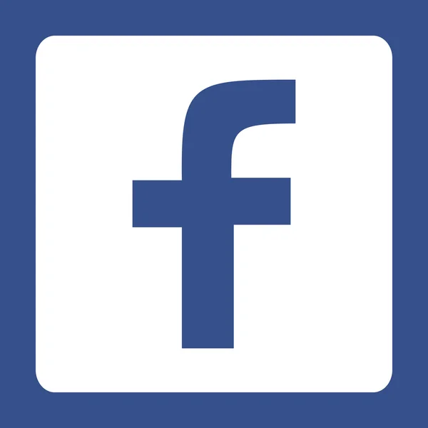 带圆角的原始方形白 Facebook 网站图标 — 图库矢量图片