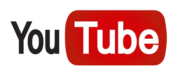 Moderne oorspronkelijke breed Youtube icoon met tekst — Stockvector