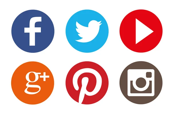Set di colori dell'icona sociale più popolare — Vettoriale Stock