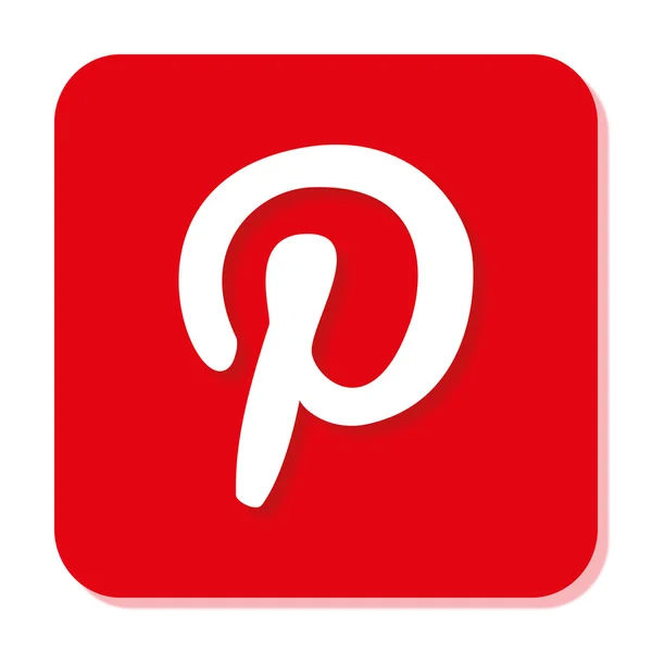 Значок Red Pinterest с гладким размытием и тенью — стоковый вектор