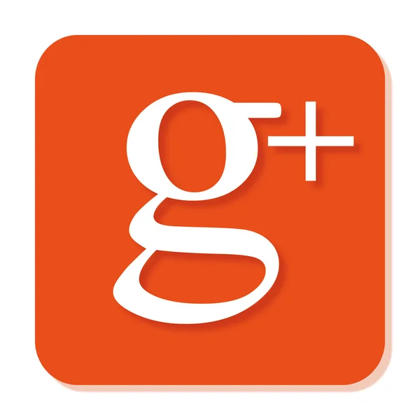 Orange Google Plus icon with smooth blur and shadow — Stock Vector