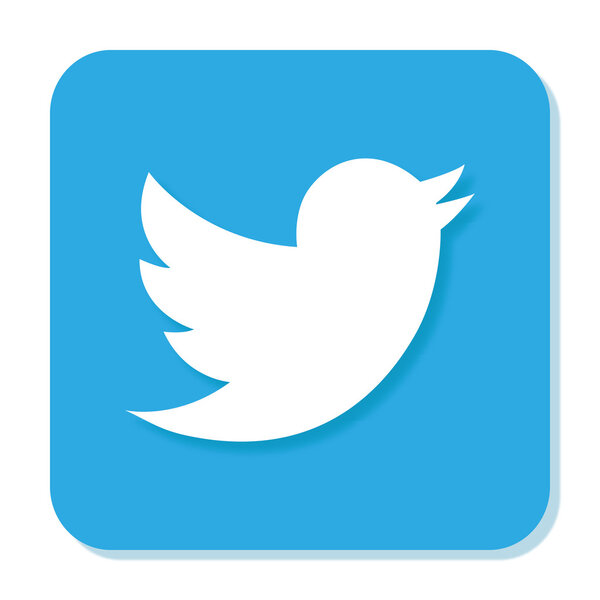 Blue Twitter icon with smooth blur and shadow