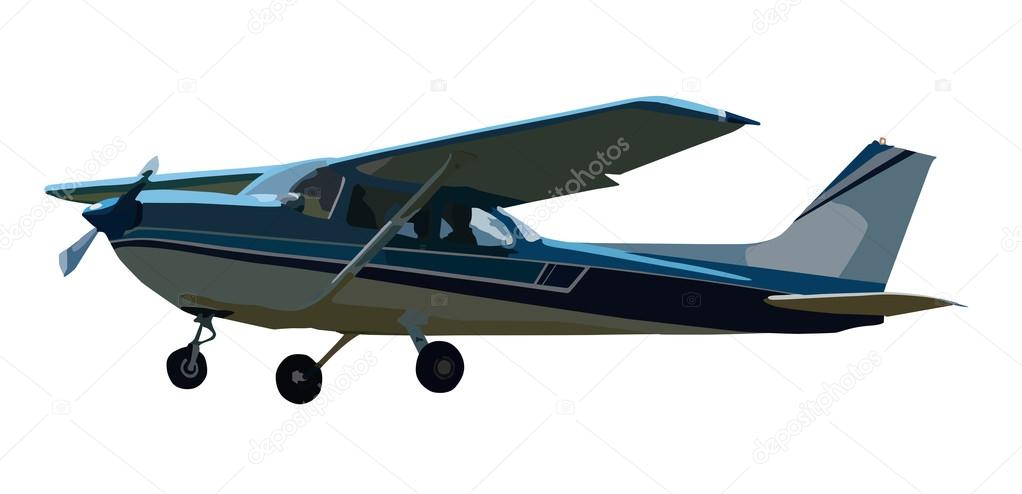 illustrated small airplane isolated on white