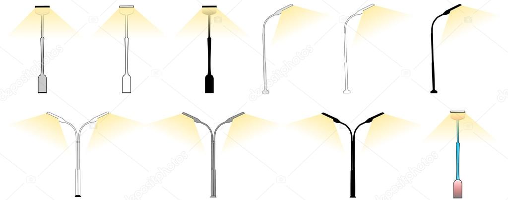 Retro street lamps isolated on white