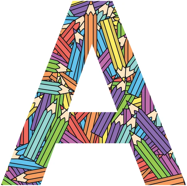 Letter A on color crayons background — Stockvector