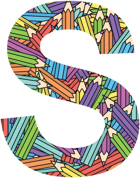 Letter S on color crayons background — Stockvector