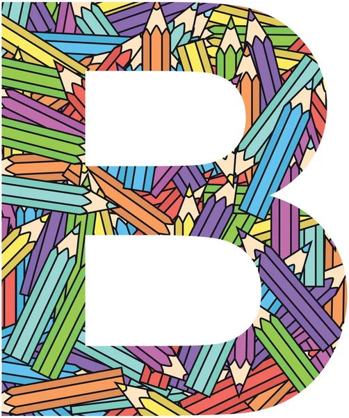 Letter B on color crayons background — Stockvector