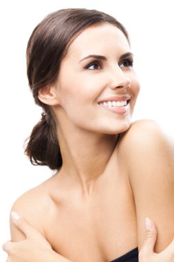 beyaz üzerine güzel bir kadın portresi