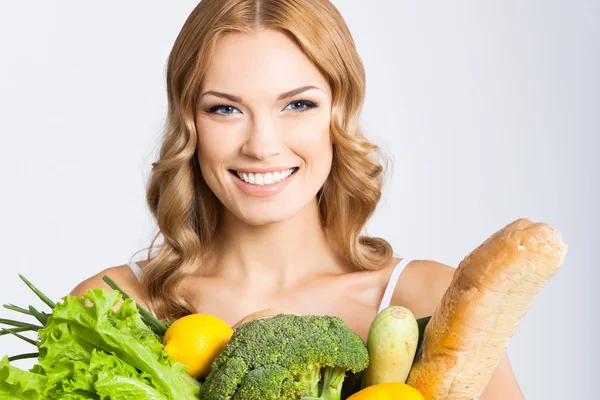 Nő, vegetáriánus ételek igényelhetők — Stock Fotó