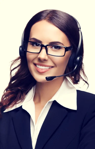 Retrato do operador de telefone de suporte ao cliente — Fotografia de Stock