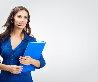 Destek telefonu operatörü kulaklık ile ağıl