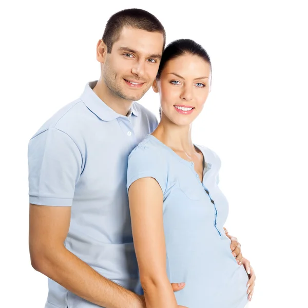 Joven feliz sonriente pareja, aislado — Foto de Stock