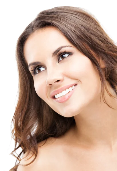 Portrait of beautiful woman, on white — Stock Photo, Image